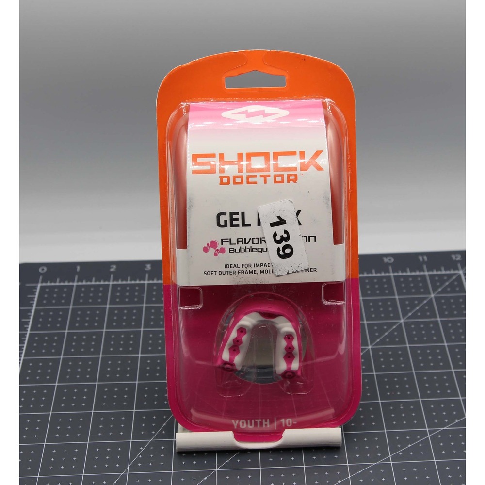 Shock Doctor Gel Max Youth Mouthguard Pink White Bubblegum Flavor 6303Y Age 10-